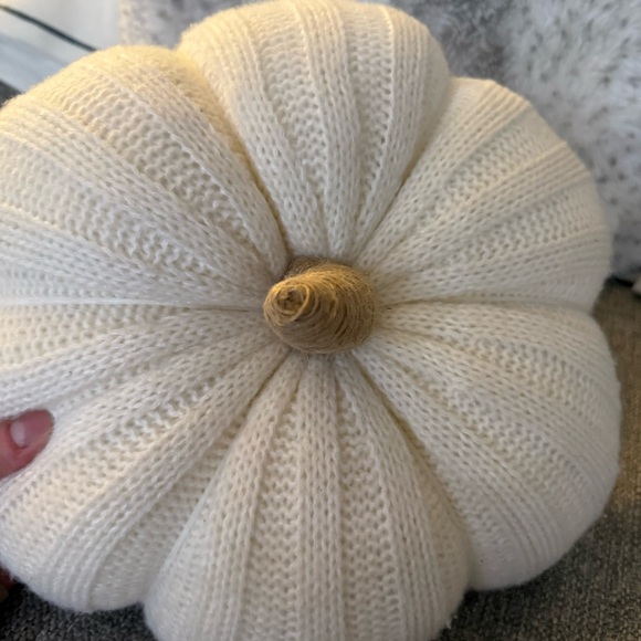 Hobby Lobby Cream Sweater Knit Stuffed Pumpkin Pillow - Picture 8 of 8